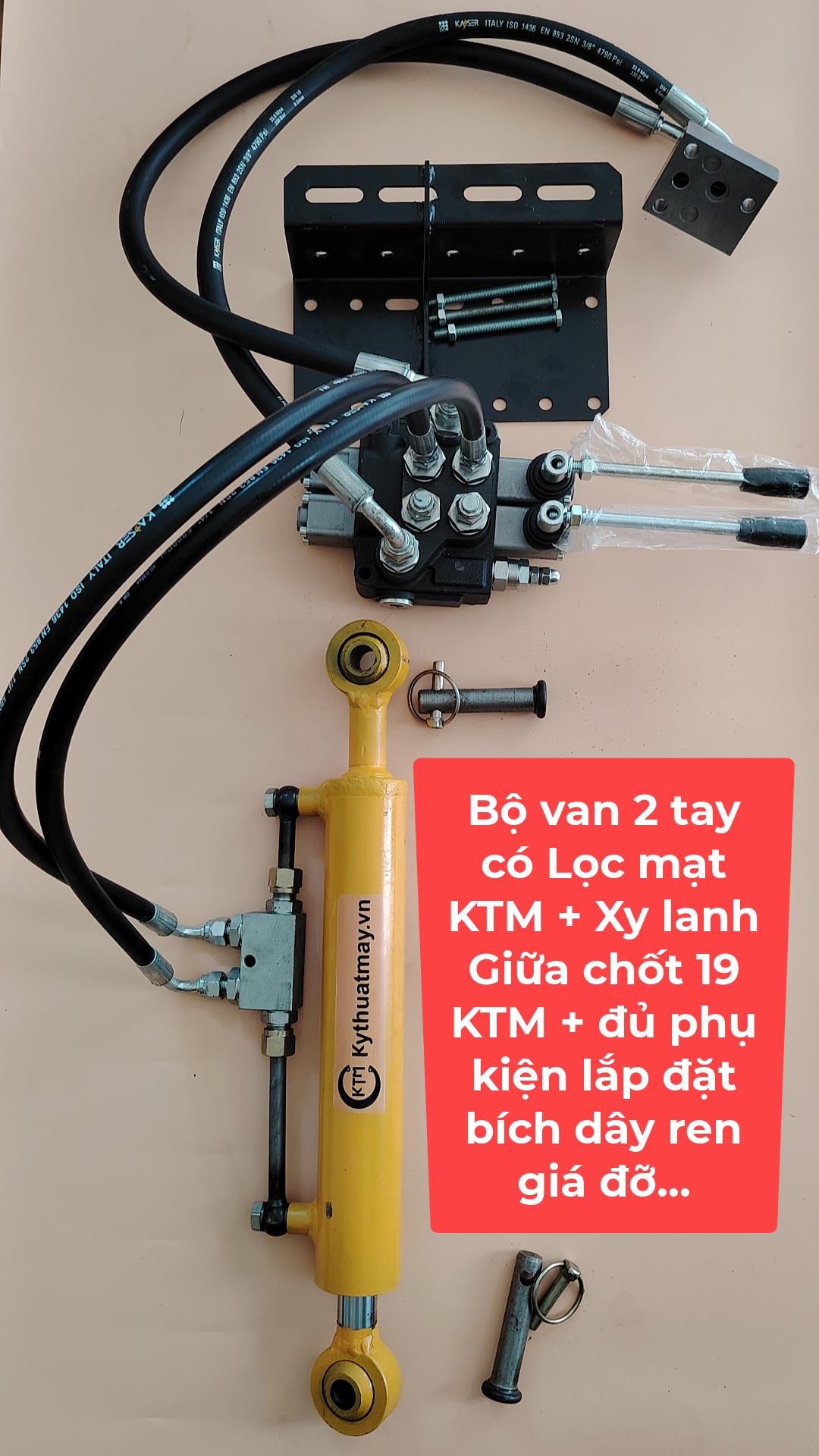 Combo van 2 tay có lọc KTM + xylanh giữa và đủ phụ kiện lắp